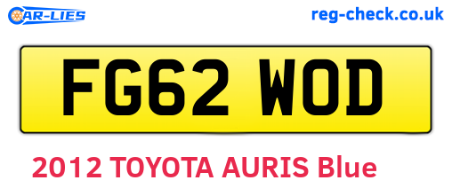 FG62WOD are the vehicle registration plates.