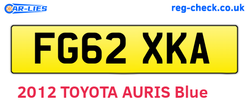 FG62XKA are the vehicle registration plates.