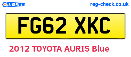 FG62XKC are the vehicle registration plates.