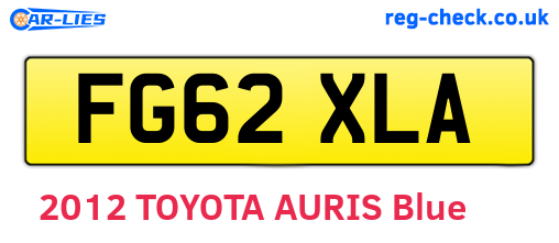 FG62XLA are the vehicle registration plates.