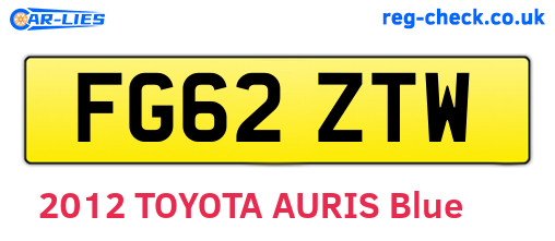FG62ZTW are the vehicle registration plates.