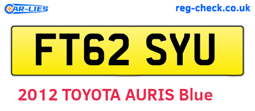 FT62SYU are the vehicle registration plates.