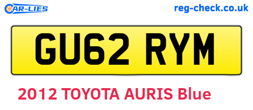 GU62RYM are the vehicle registration plates.