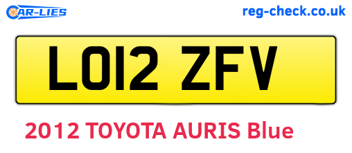 LO12ZFV are the vehicle registration plates.
