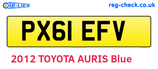 PX61EFV are the vehicle registration plates.