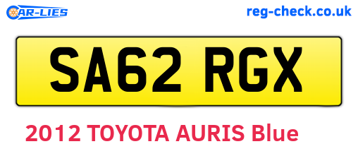 SA62RGX are the vehicle registration plates.