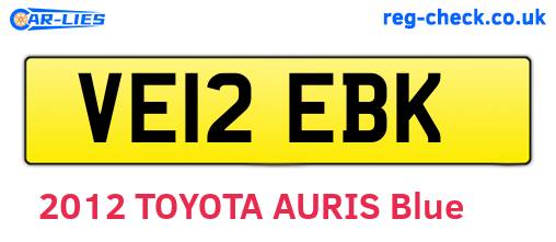 VE12EBK are the vehicle registration plates.