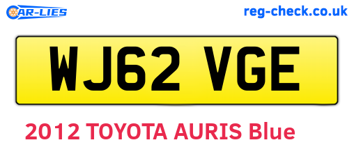 WJ62VGE are the vehicle registration plates.