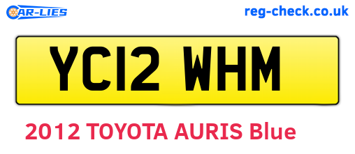 YC12WHM are the vehicle registration plates.