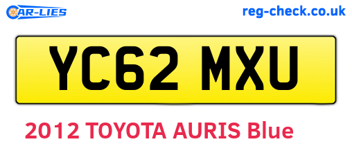 YC62MXU are the vehicle registration plates.