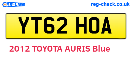 YT62HOA are the vehicle registration plates.