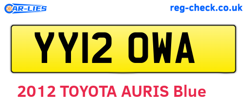 YY12OWA are the vehicle registration plates.