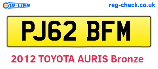PJ62BFM are the vehicle registration plates.