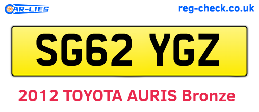 SG62YGZ are the vehicle registration plates.