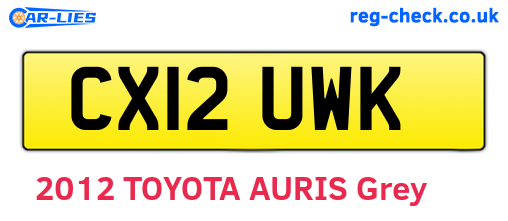 CX12UWK are the vehicle registration plates.
