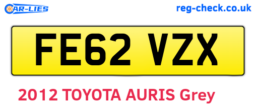 FE62VZX are the vehicle registration plates.