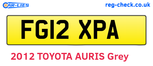 FG12XPA are the vehicle registration plates.