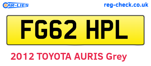 FG62HPL are the vehicle registration plates.