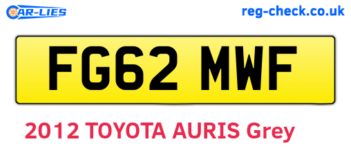 FG62MWF are the vehicle registration plates.