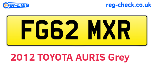 FG62MXR are the vehicle registration plates.