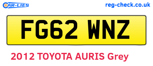 FG62WNZ are the vehicle registration plates.