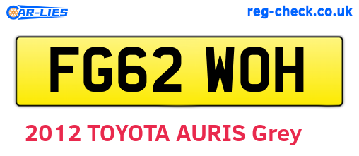 FG62WOH are the vehicle registration plates.