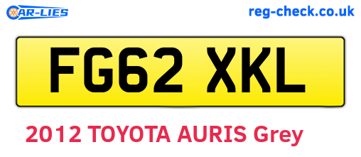 FG62XKL are the vehicle registration plates.