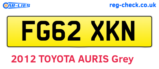 FG62XKN are the vehicle registration plates.