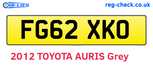 FG62XKO are the vehicle registration plates.