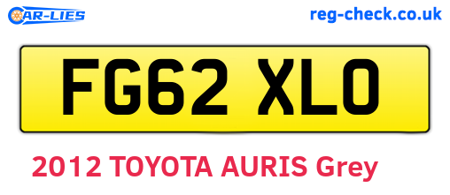 FG62XLO are the vehicle registration plates.