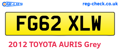 FG62XLW are the vehicle registration plates.