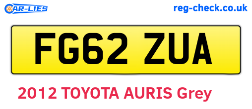 FG62ZUA are the vehicle registration plates.