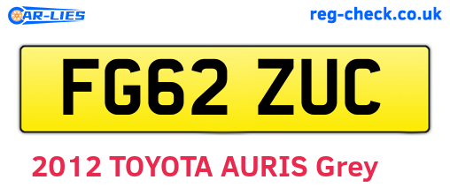 FG62ZUC are the vehicle registration plates.