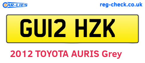 GU12HZK are the vehicle registration plates.