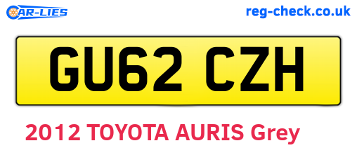 GU62CZH are the vehicle registration plates.