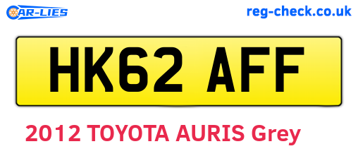 HK62AFF are the vehicle registration plates.