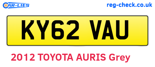 KY62VAU are the vehicle registration plates.