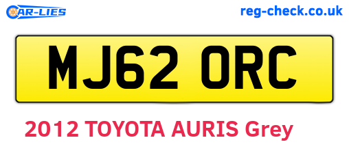 MJ62ORC are the vehicle registration plates.