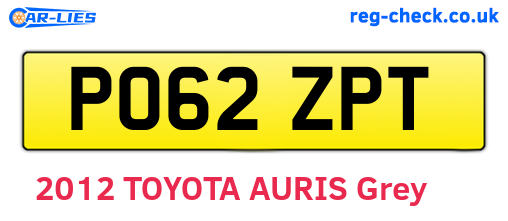PO62ZPT are the vehicle registration plates.