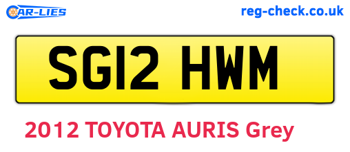 SG12HWM are the vehicle registration plates.