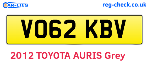 VO62KBV are the vehicle registration plates.