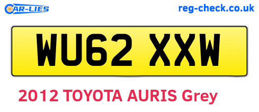 WU62XXW are the vehicle registration plates.