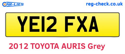 YE12FXA are the vehicle registration plates.