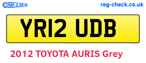 YR12UDB are the vehicle registration plates.