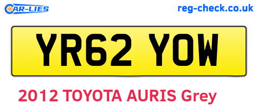 YR62YOW are the vehicle registration plates.