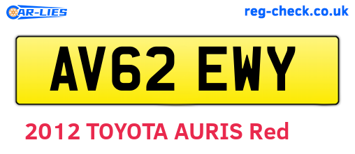 AV62EWY are the vehicle registration plates.