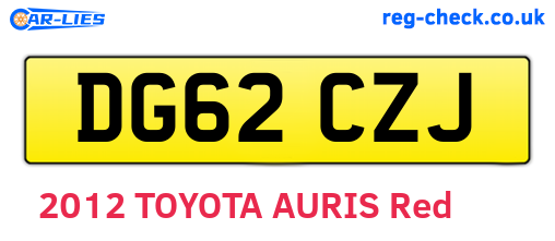 DG62CZJ are the vehicle registration plates.