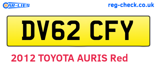 DV62CFY are the vehicle registration plates.