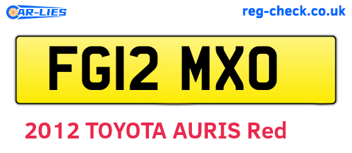 FG12MXO are the vehicle registration plates.