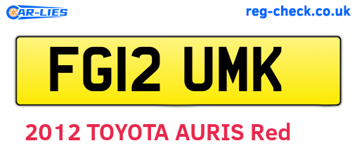 FG12UMK are the vehicle registration plates.